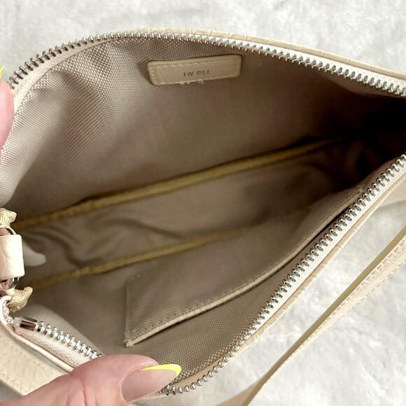 JW PEI Eva Shoulder Bag Ivory White Croc Print Small Purse Handbag Vegan - Picture 5 of 14